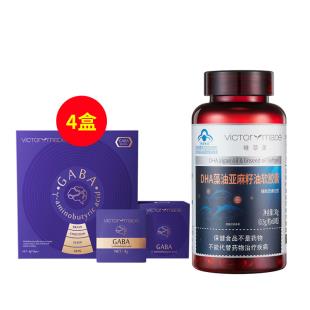 维萃美GABAγ-氨基丁酸智颜肽 4g*24pcs*4+维萃美（Victorymade）DHA藻油亚麻籽油软胶囊0.5g*60粒*1【轻松记忆组合】（一个月）