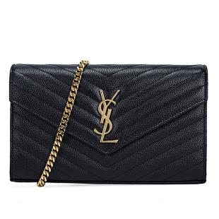 圣罗兰（YSL） 黑色牛皮粒纹女士单肩包