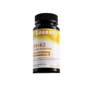 美國樂斯可（Losoki）維生素D3K2高效鈣膠囊 60片/瓶