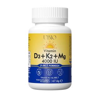 優(yōu)碧歐(UBIO)DK鎂陽光維生素d3k2鎂三合一推薦甘氨酸鎂90粒/瓶