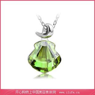 施華洛世奇(SWAROVSKI)海洋貝殼水晶項鏈【月光綠】