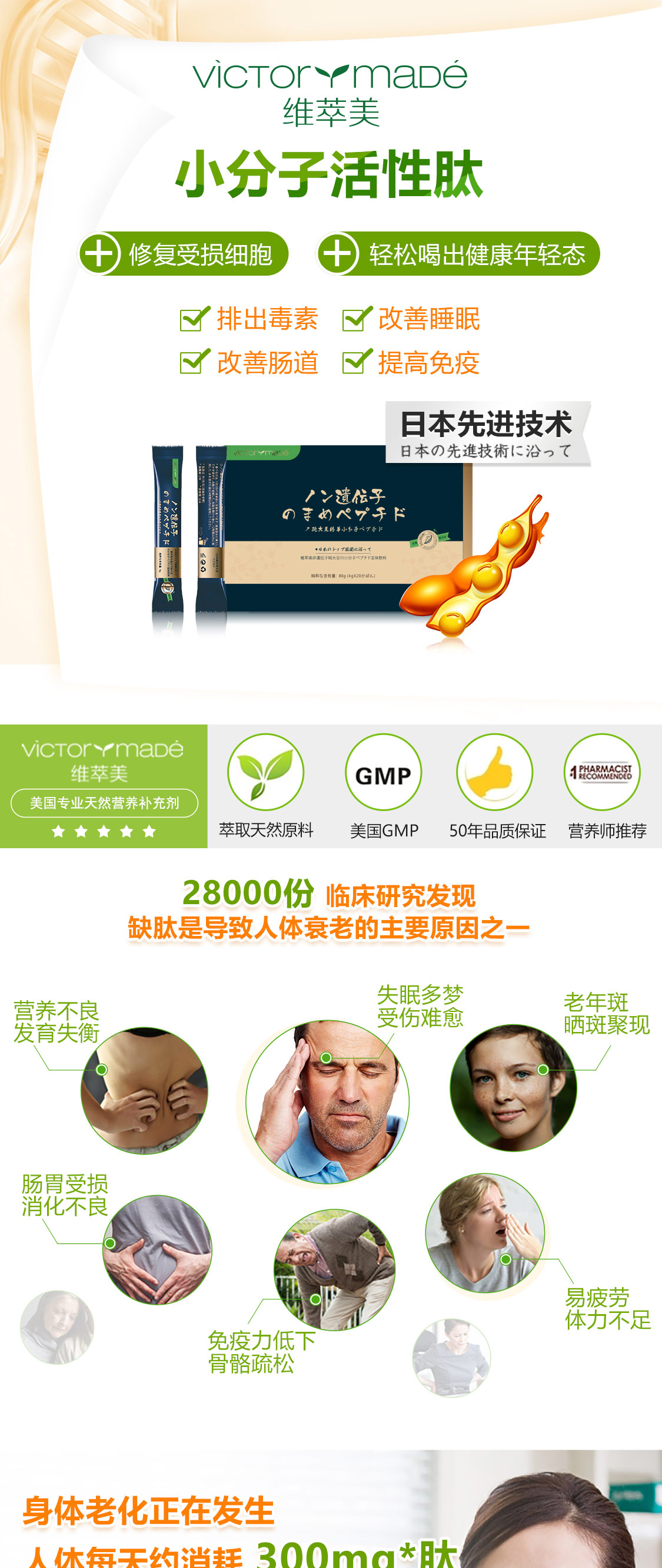 维萃美(victorymade)综合本草酵素*6+小分子活性肽*6【进补滋养基本套装】