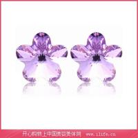 施華洛世奇(SWAROVSKI)梅花水晶耳釘【紫色】