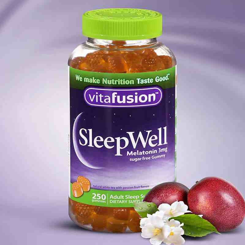 Vitafusion SleepWell褪黑素片咀š¼软糖倒时差改善睡çœ?3mg*250ç2?  